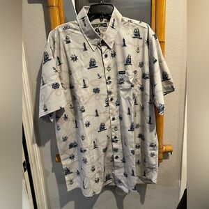 DIXXON Men's Light Gray Nautical Button Down Shirt